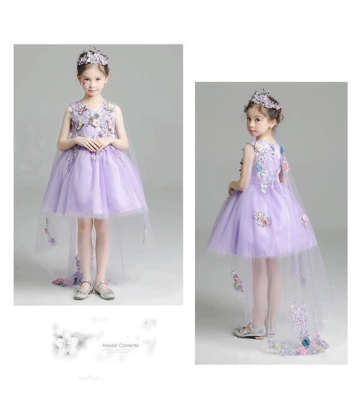 Lilan Duo cô gái fluffy công chúa váy mùa hè mới hoa cô gái ăn mặc đám cưới hoa oải hương trẻ em trang phục bộ đồ bé trai cao cấp