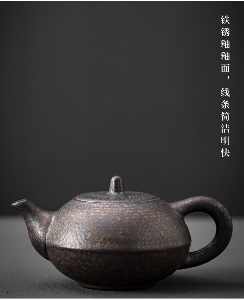 Coarse pottery gold 秞 side put the pot of restoring ancient ways suit household kung fu tea teapot teacup ceramics single mat