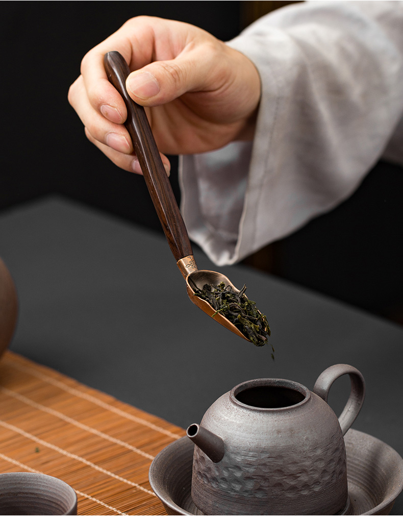 Japanese coarse pottery checking mud rock tea set of 6 gentleman kung fu tea accessories ChaZhen tea art ChaGa tea knife