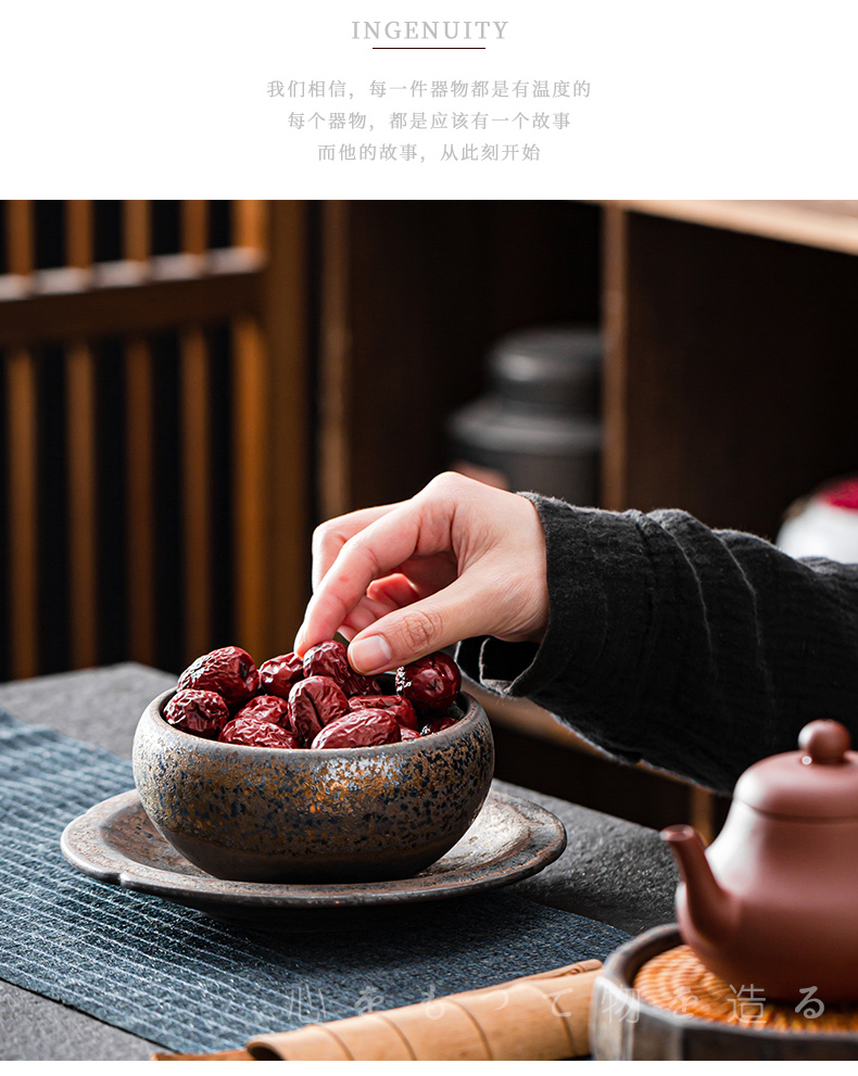 Japanese checking coarse pottery bowl of Japanese compote ceramic bowl contracted little snacks the nut bowl of restoring ancient ways of household fruit bowl