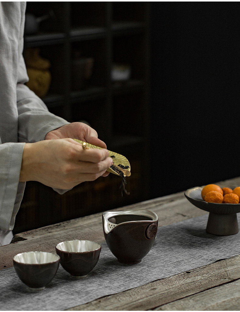 Zen travel tea set a pot of two cups of mine loader silver kung fu tea set ceramic cups to crack the glass teapot