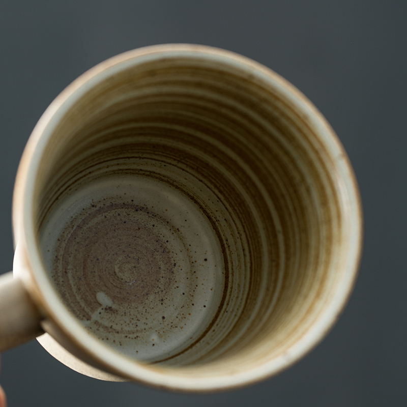 Japanese coarse pottery checking out creative picking cups of coffee cup retro move breakfast milk cup art mugs
