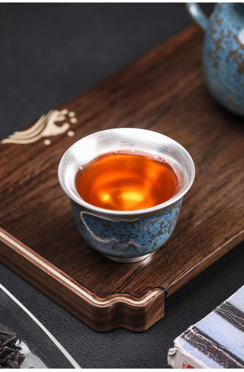 Japanese tea floating cui aquamarine coppering. As silver sample tea cup temmoku up ceramic tea set tea cup home master CPU