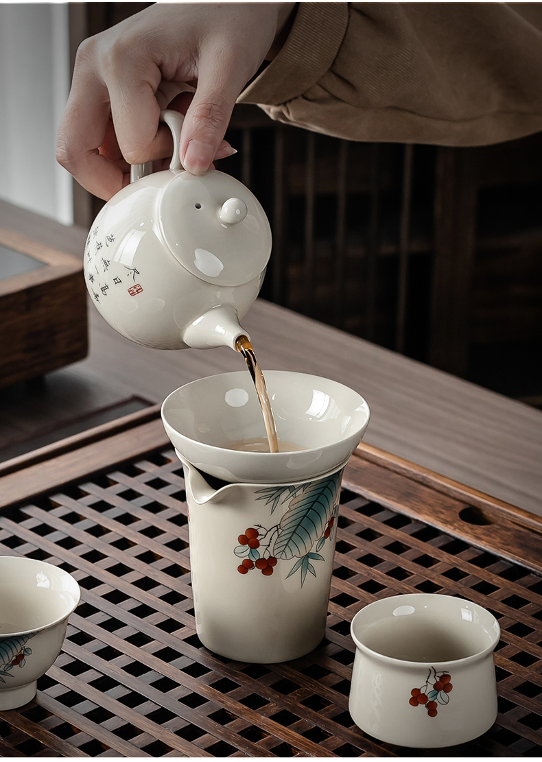 Japanese ceramics kung fu tea set suit household tureen teapot plant ash and restoring ancient ways of a complete set of cups in the living room