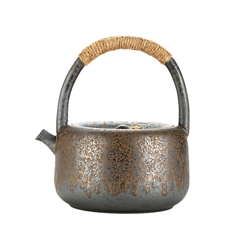 Japanese coarse pottery charcoal cooking pot round grain charcoal'm pot of gold 秞 girder pot of tea kettle restoring ancient ways large twine