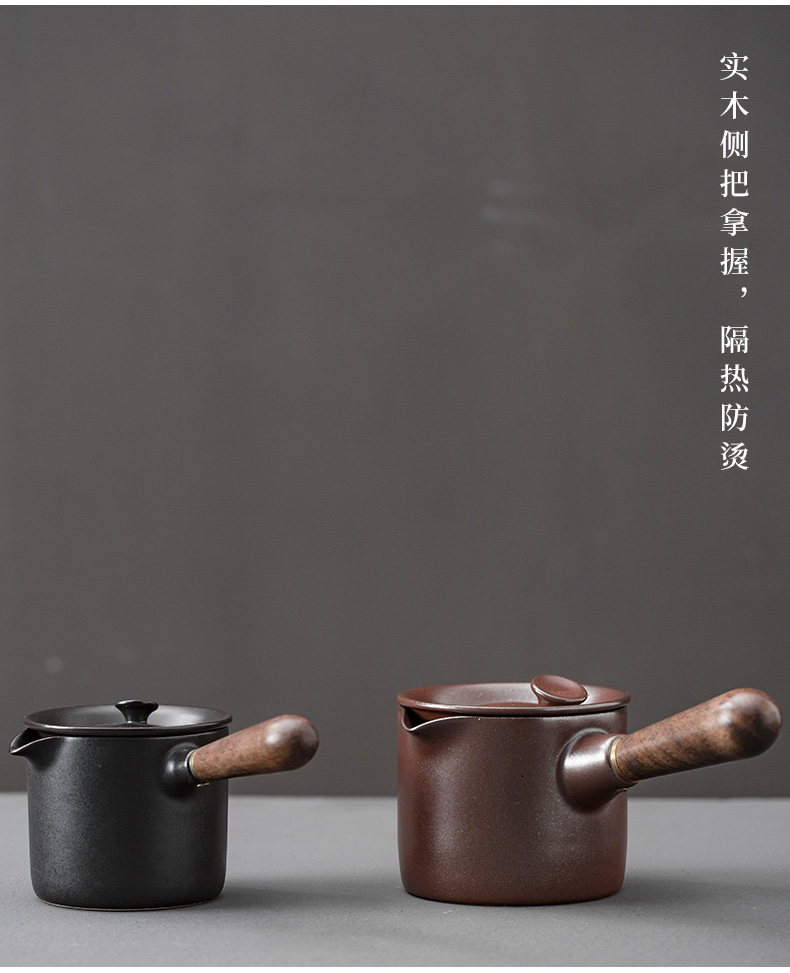 Japanese charcoal'm black pottery teapot zen side put the pot of boiled tea, the electric TaoLu who mandarin orange, white tea pu 'er large base