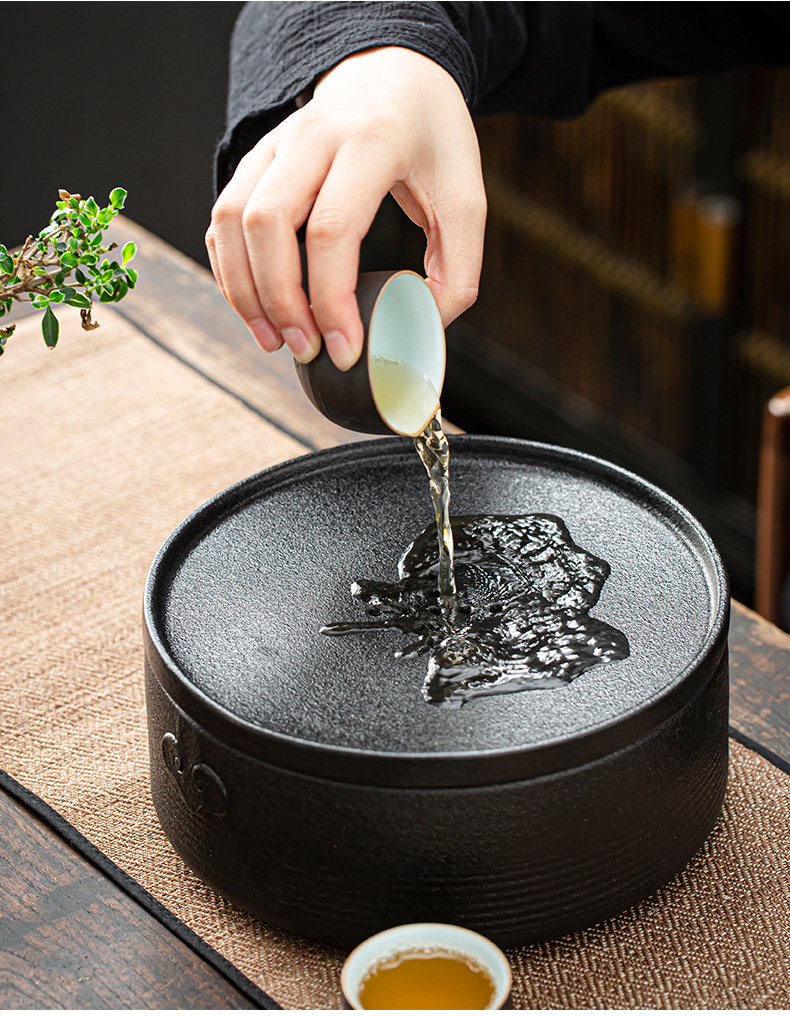 Japanese coarse TaoGan tea in hot plate household ceramic empty round tank creative small sea water dish of tea zen tea table