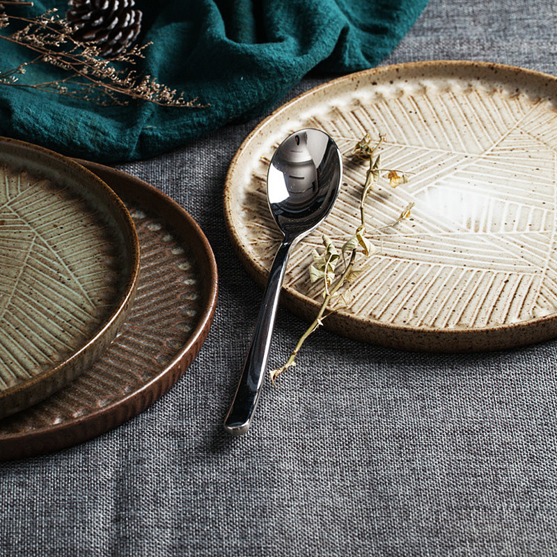 Japanese tableware ceramic plate contracted platter steak plate creative western food dish dish with fish dish dish