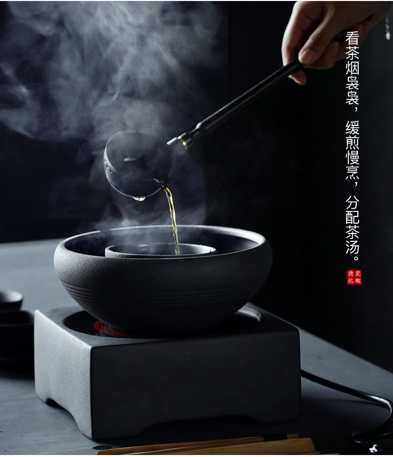 Japanese coarse pottery hand - made boiled tea machine electricity TaoLu puer tea points teaspoons kung fu tea tea bowl of boiled suit the teapot