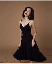 Summer new suspenders dance long dress sexy dress nightclub backless waist big swing performance dress dinner dress