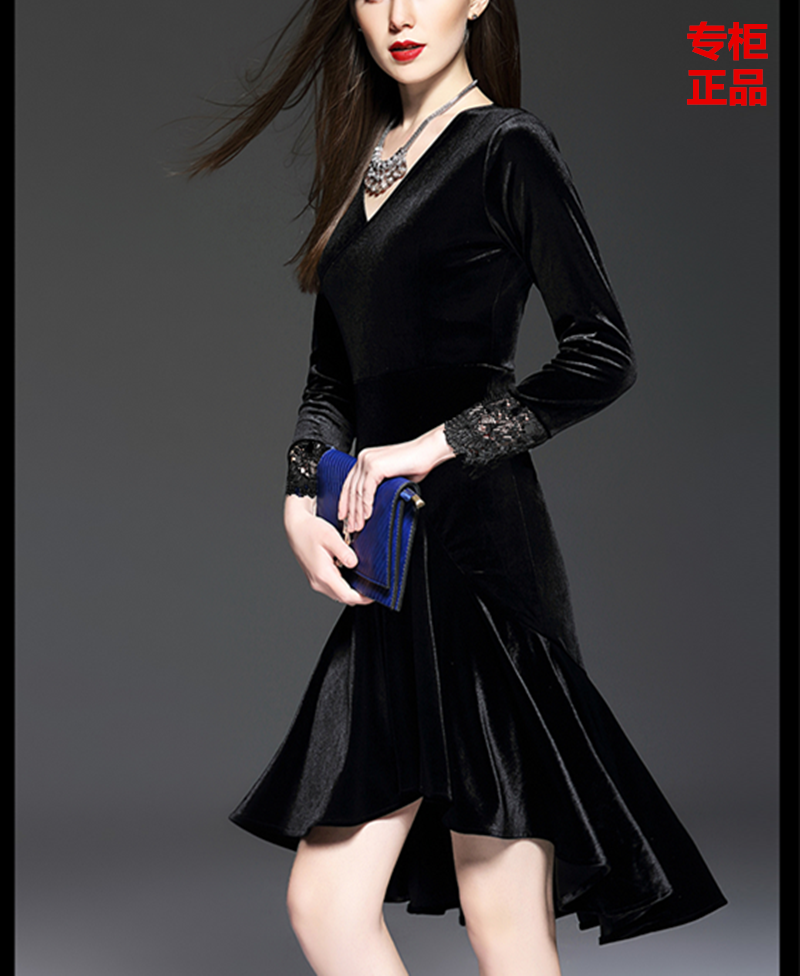 Spring, autumn and winter new women's long-sleeved velvet dance dress performance costumes presided over Taiwan costumes large size costumes Latin skirts