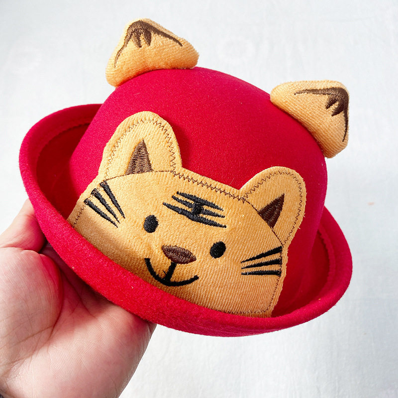 New Year cartoon tiger head children's hat winter style foreign style fashion new year baby baby cute little edge fisherman hat