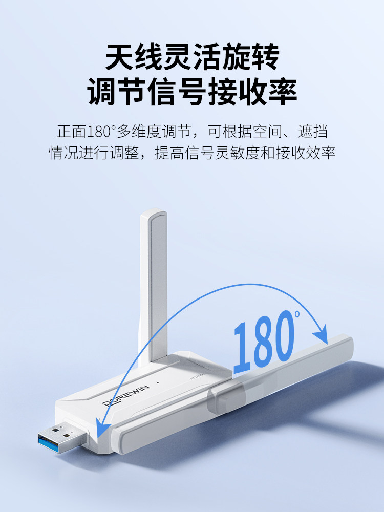 Daerwen Gigabit Wireless Network Card USB Desktop Receiver Transmitter 1300m Laptop Host Internet Connection Hotspot External Network 5g Dual-Band Signal Driver-Free