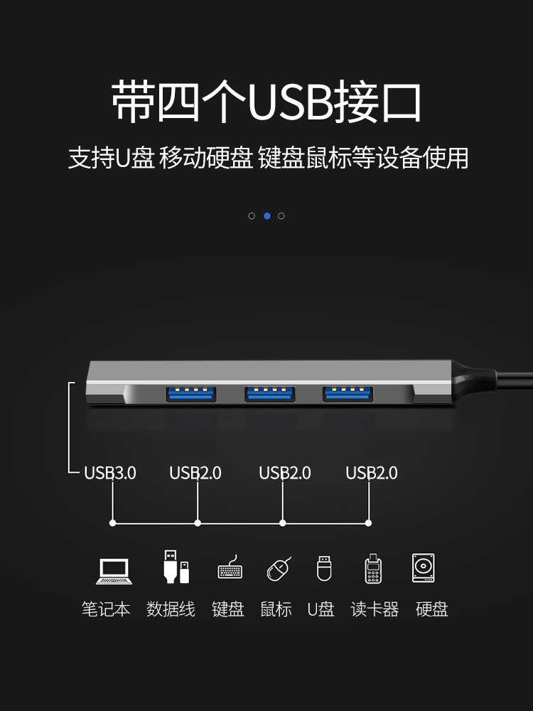 Daerwen Usb3.0 Expander Laptop One-To-Four Splitter Type-C Adapter Multi-Port Docking Station Multi-Function Hub External Extension Cable Expander