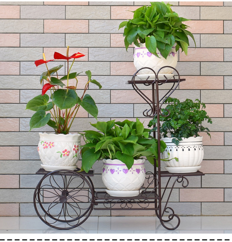 Kệ hoa nhiều tầng trong nhà đặc biệt cung cấp kệ ban công bằng sắt rèn phòng khách không gian không gian chậu hoa đứng sàn củ cải xanh - Kệ ke treo tuong