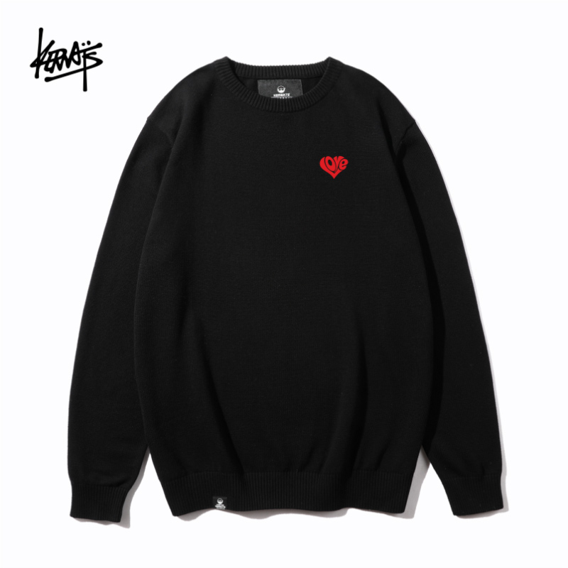 Kerwats Brand Large Size Unisex Couple Heart Letter Brooch American Style Knitted Sweater
