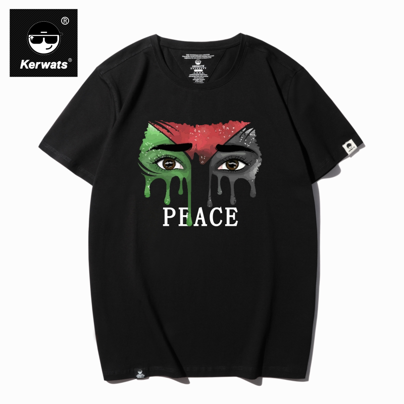 Palestine Anti-War World Peace Eye Poster Print T-Shirt Unisex Summer Lycra Cotton Short Sleeve