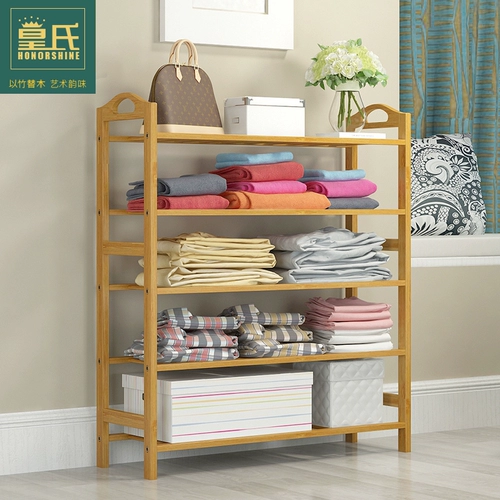 Простая и современная обувная стойка многослойная простая твердая твердая древесная бамбука небольшие обувные полки.