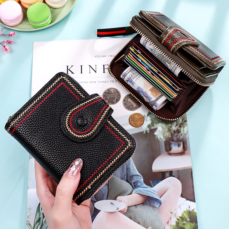 Wallet Woman Short Section 2022 New Organ Card Bag Lady Little Fresher Cute Little Zero Wallet Folding Woman Type Money Clip 