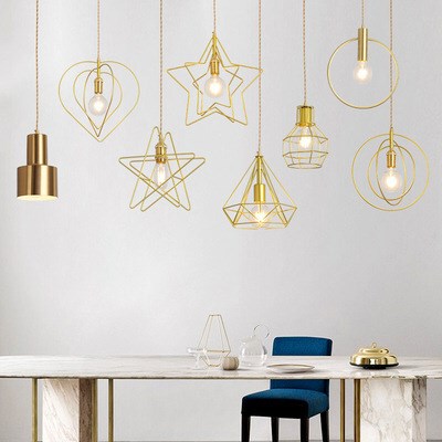 Nordic Chandelier Creative and Unique Internet-Famous Five-Pointed Star Dining Room Lamp Modern Minimalist Bar Counter Hallway Entrance Gold Chandelier