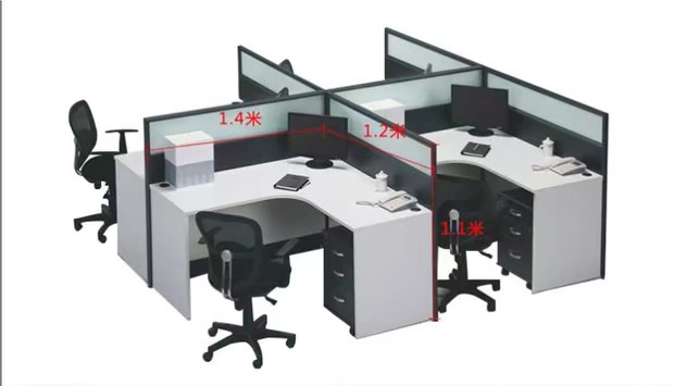Nội thất văn phòng đơn giản 6 nhân viên bàn thời trang 4 nhân viên hiện đại màn hình vị trí làm việc phân vùng thẻ ghế - Nội thất văn phòng