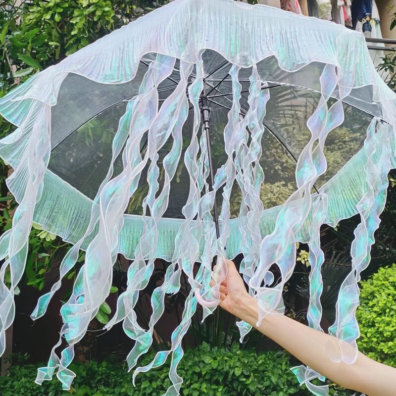 Mermaid Tears Lighthouse Jellyfish Umbrella DIY Handmade Materials Tassel Ribbon Umbrella Chinese Style Props Mermaid Tears Lighthouse Jellyfish Umbrella DIY Handmade Materials Tassel Ribbon Umbrella Chinese Style Props