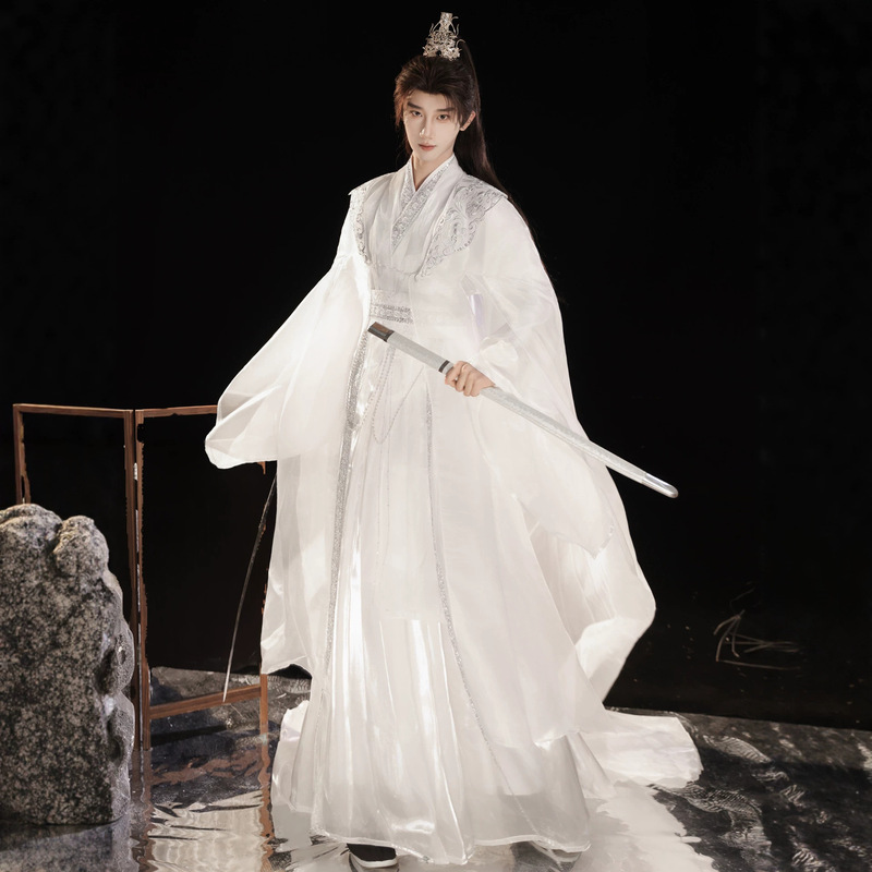 Hanfu 2026 New Spring and Autumn White Flowing Style Unisex Trailing Ancient Style Suit Gentleman Cosplay Costume Traditional Clothing Hanfu 2026 New Spring and Autumn White Flowing Style Unisex Trailing Ancient Style Suit Gentleman Cosplay Costume Traditional Clothing
