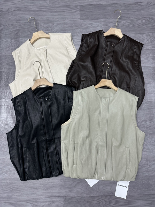 Soft Leather Vest for Women 2026 Spring Hong Kong Style Zipper Loose Leather Jacket Sleeveless Cardigan Vest Leather Jacket