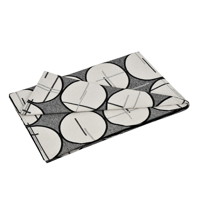 ຜ້າຫົ່ມຫ້ອງແບບເດັກນ້ອຍ Nordic bedside blanket space theme black gray and white creative geometric circle cotton and linen bedside blanket