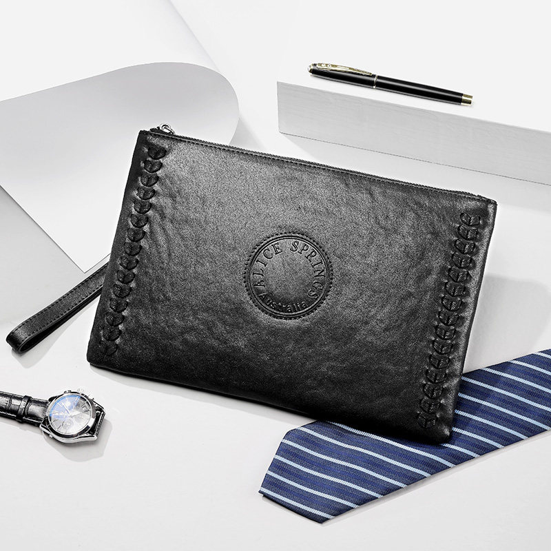 MAIWAY men's business head layer vegetable tanned cowhide handbag leather clutch horizontal hand grab bag mobile phone bag trendy