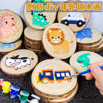 Log wooden diy board children painting colored handmade materials package kindergarten beauty area put materials