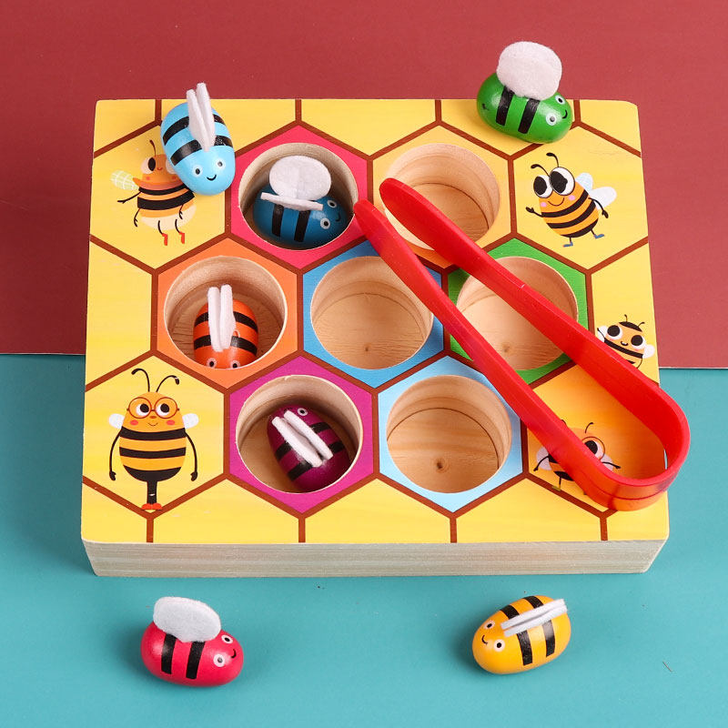 Children's clip bee toys to exercise baby's hand-eye coordination 1-2-3 years old fine motor training early education puzzle