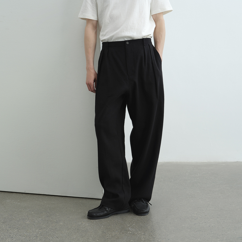Npopo Japanese Imported Natural Texture Linen Wool Casual Pants Comfortable Dry Smooth Drape Elastic Waist Dress Pants