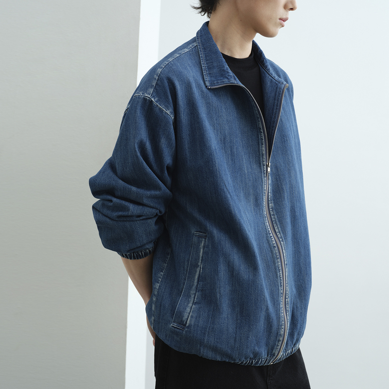 Npopo Japan Imported Okayama Kuroki Denim Washed Slub Yarn Feel Summer Style Refreshing Zipper Jacket