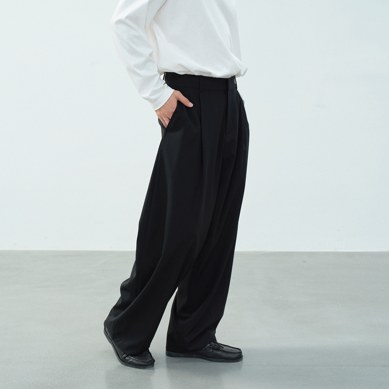 Npopo Japanese Imported Machine-Washable Wool Dress Pants, Drapey, Lightweight, 26 Autumn, Loose Straight-Leg Business Commuter Trousers Npopo Japanese Imported Machine-Washable Wool Dress Pants, Drapey, Lightweight, 26 Autumn, Loose Straight-Leg Business Commuter Trousers