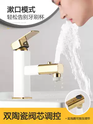Pull-out faucet powder room platform basin washbasin toilet hand wash white gold upper water basin faucet