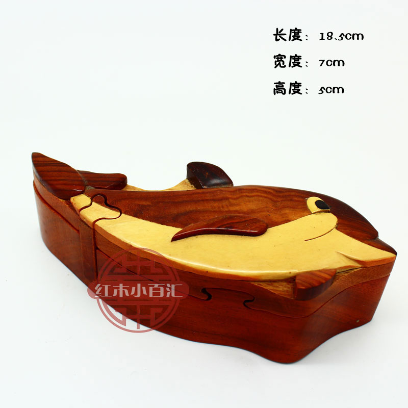 Dolphin-shaped wooden box Jewelry box is cute