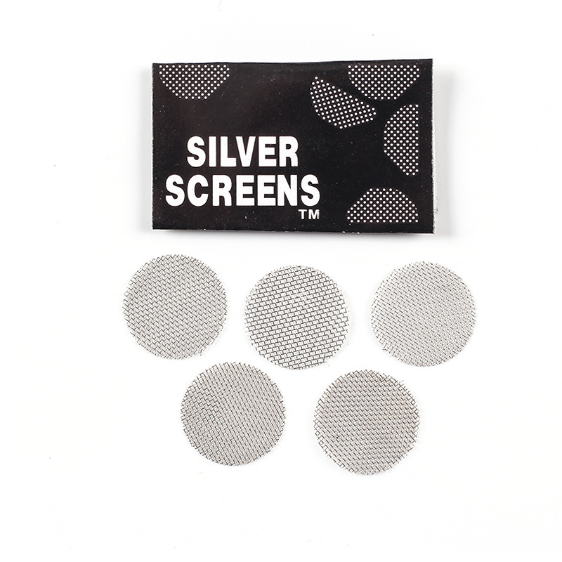 Tobacco pipe folding combustion-supporting mesh hookah dry pipe pot filter mesh diameter 16mm silver 5 pieces pack