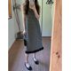 Striped sleeveless knitted suspender skirt female spring and summer small man with tassel hem retro Korean temperament vest dress