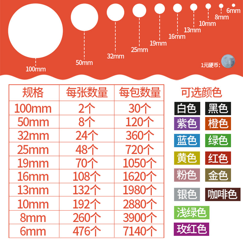 Ultra-fine 6mm dot dot color sticker Dot Label Sticker classification round label High quality round label paper blank