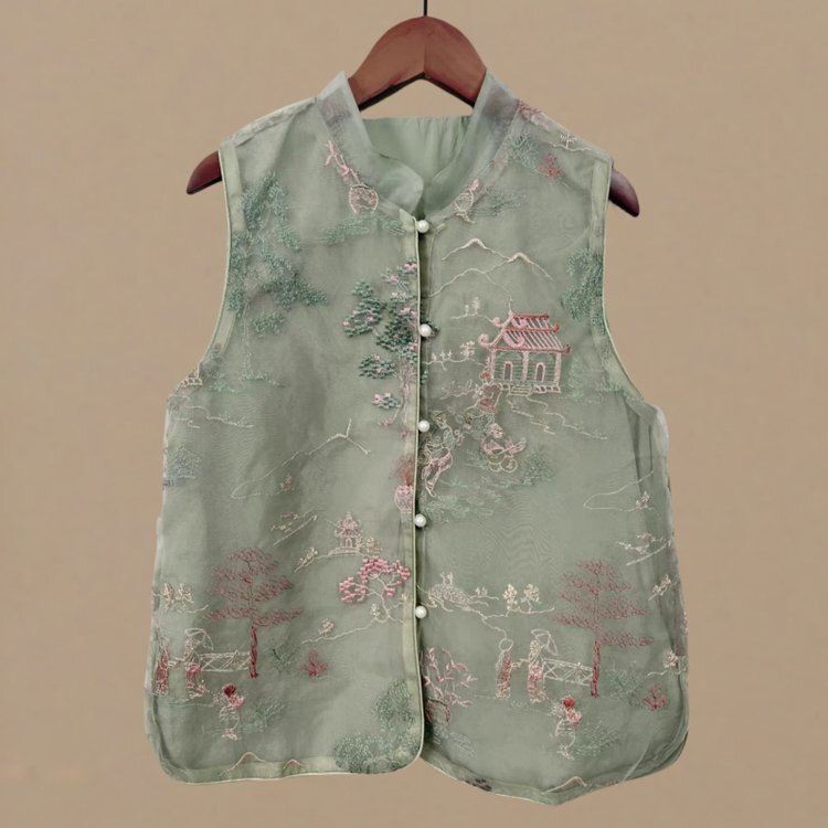 2026 Summer New Style Women's Vest, New Chinese Style, High-End Heavy Embroidery, Thin Retro Sleeveless Top