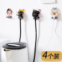 Cartoon Socket Hook Viscose Wall Hung Power Plug Sticking Bracket Wall Free Punch Powerful Plastic Stick Hook