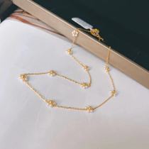 Yan Ximengya Gold Necklace Spaced Pearl Flower Pure Gold Pure Gold Jewelry Live Room Model Calculate the Net Gold Weight