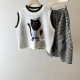 2024 Spring Girls Cute Loose Casual Pullover Round Neck Vest Knitted Sweater Cat Vest