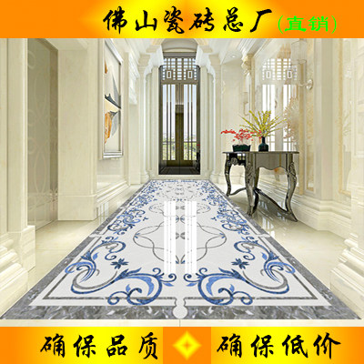 Living room parquet floor tiles 800x800 European style through body marble corridor non-slip tiles grey all-ceramic floor tiles