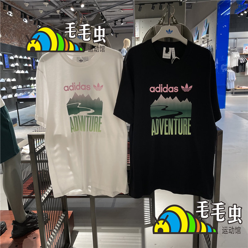 體育世紀Adidas三葉草男女冒險山印花運動休閒圓領T恤短袖GN2357 GN2358 | Yahoo奇摩拍賣