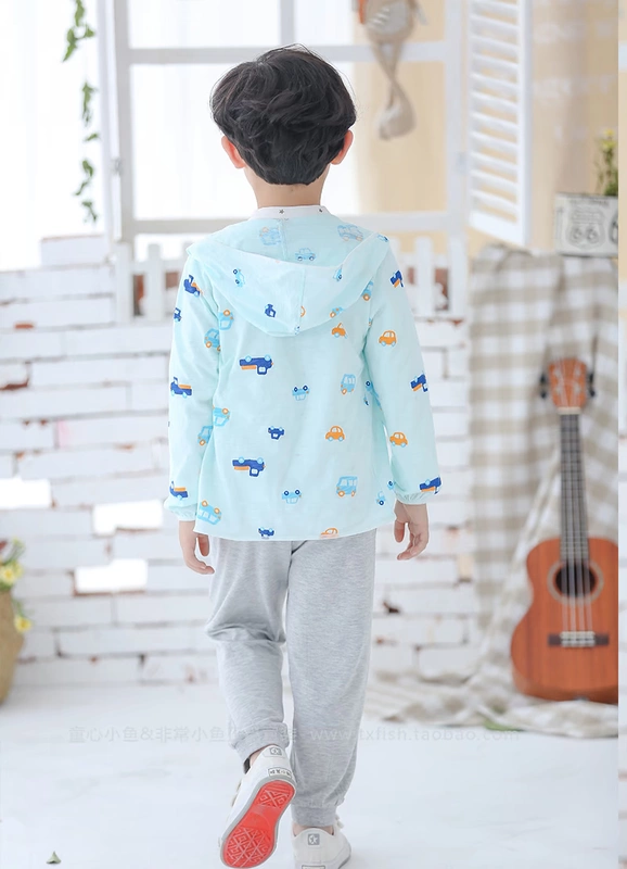 Cá rất nhỏ 2018 chàng trai và cô gái mùa xuân và mùa hè 28187 siêu mỏng mềm quần áo chống nắng áo khoác 90-130 đầy đủ trăm áo choàng chống nắng cho bé