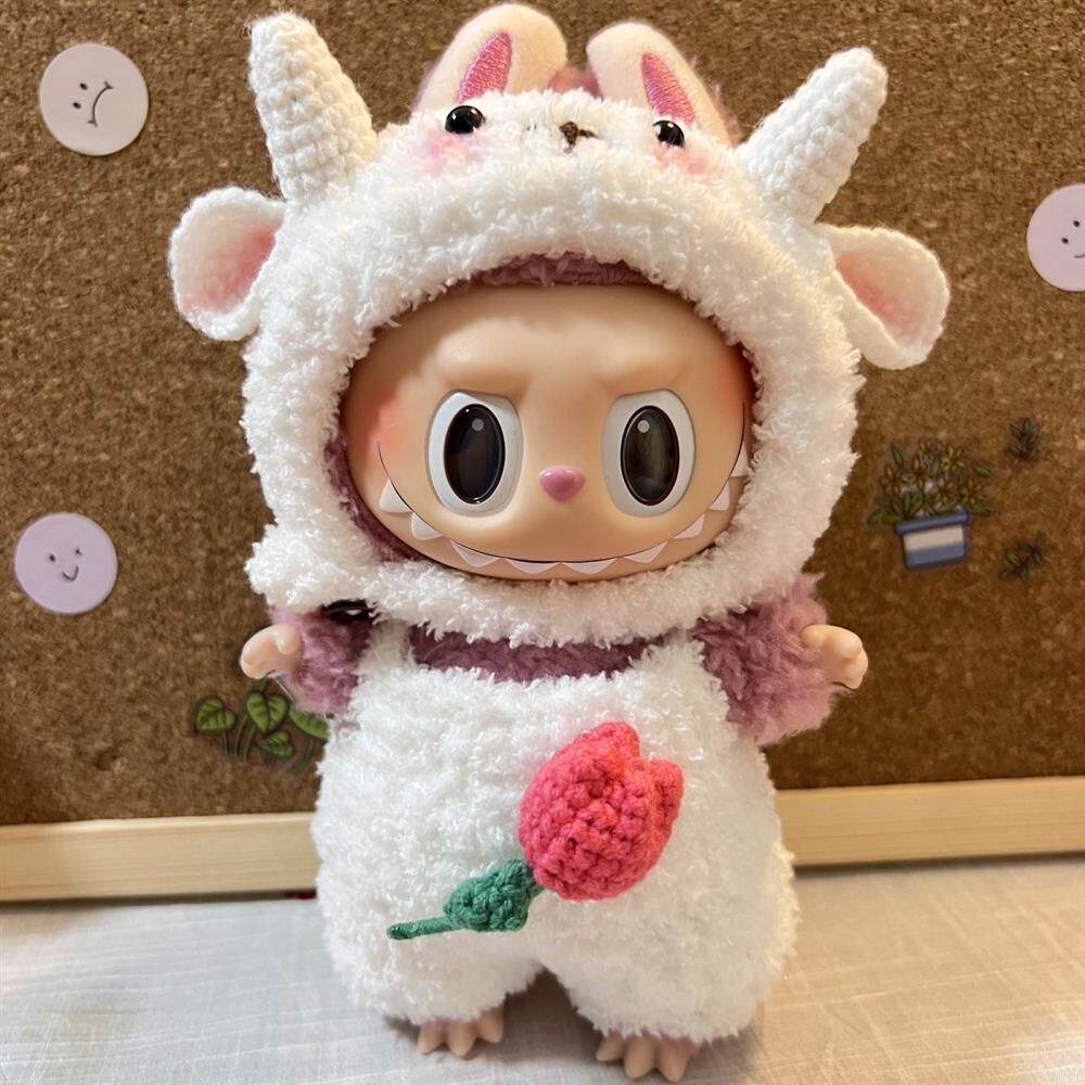 潮玩娃衣 纯手工拉布布搪胶衣服labubu泡泡玛特17cm挂件恐龙比基尼套装娃衣