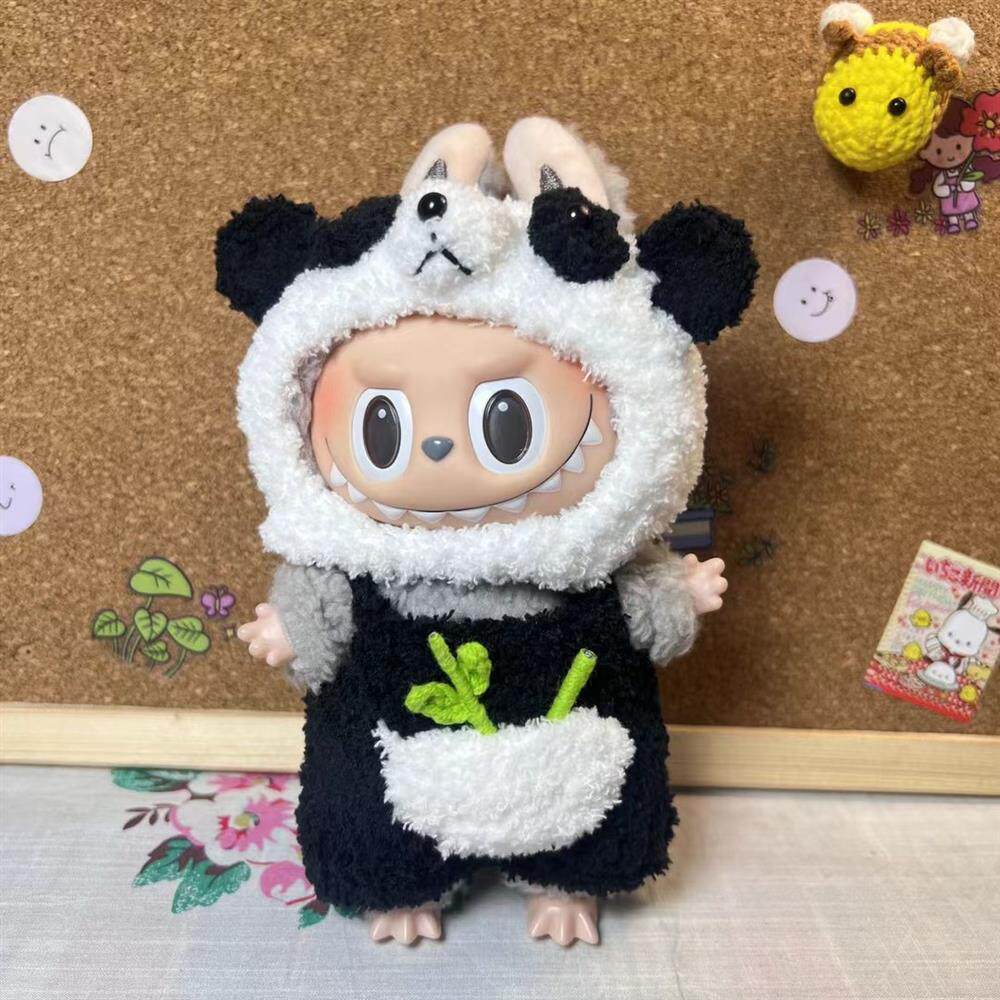 潮玩娃衣 纯手工拉布布搪胶衣服labubu泡泡玛特17cm挂件恐龙比基尼套装娃衣