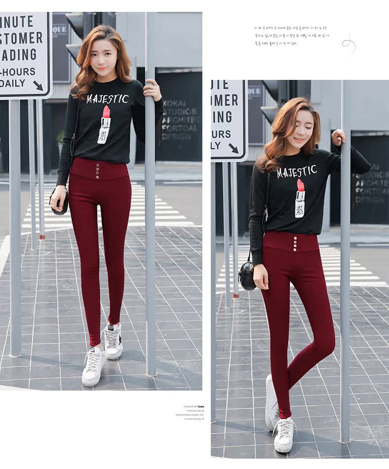 Cộng với quần legging nhung dày, quần bó sát eo cao mùa thu và mùa đông mẫu quần ấm quần size lớn mùa đông quần ngắn nữ đẹp